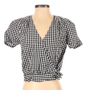 Abercrombie Navy Gingham Wrap Top